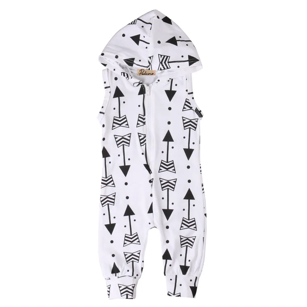 

Комбинезон Pudcoco с капюшоном, белый, на молнии, без рукавов