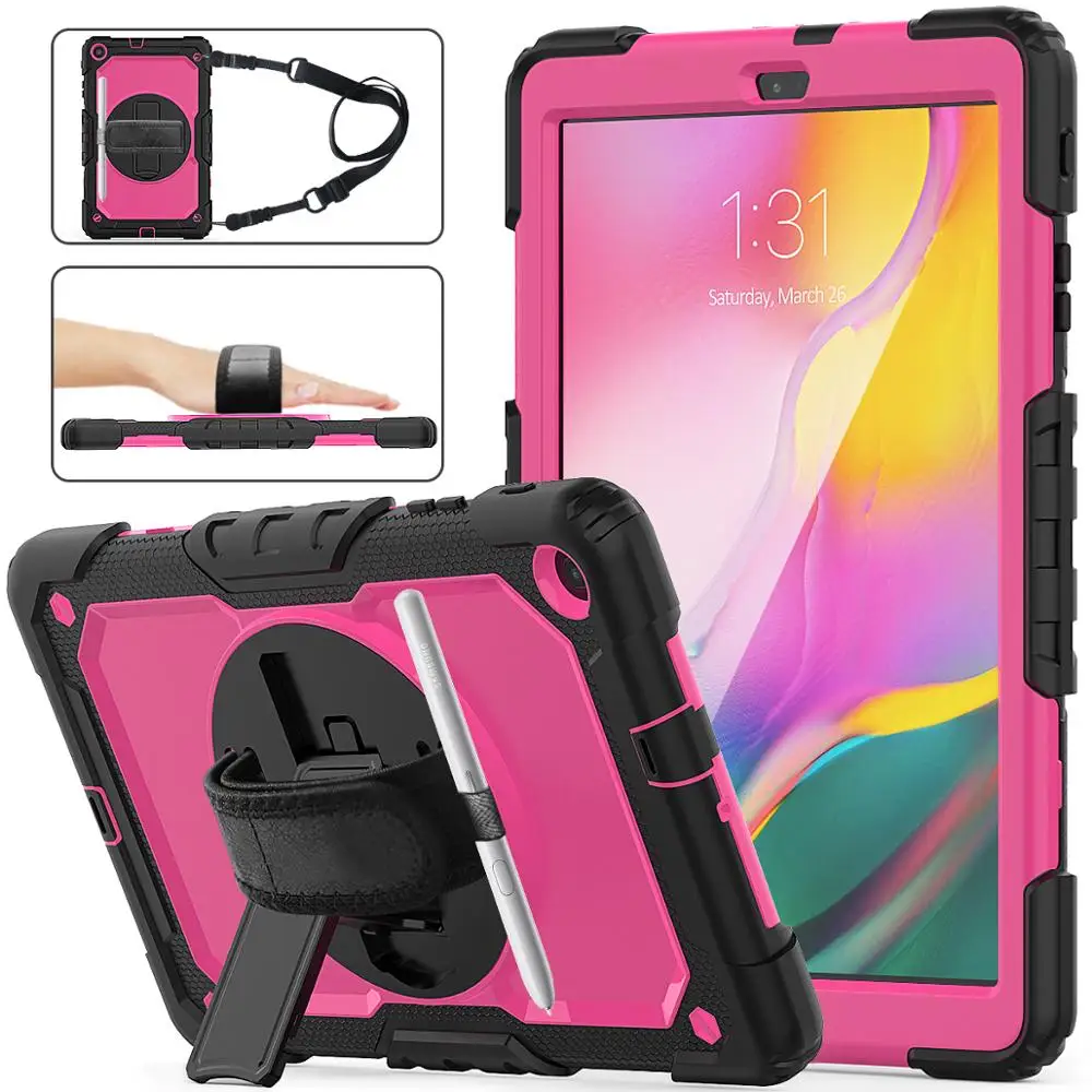 

360 Rotation Hand Strap&Kickstand Protective Cover for Samsung Galaxy Tab A 10.1 Case 2019 T510 T515 Silicone Case
