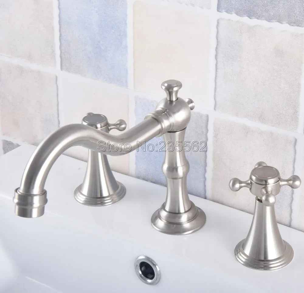 

Матовый никелевый смеситель для ванной комнаты с 3 отверстиями