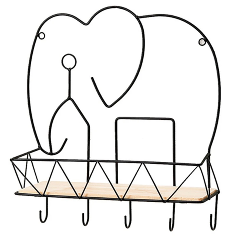 

Animal Styling Wrought Iron Decorative Wall Shelf with Hook,Plant Bonsai Shelf Home Decor Bedroom Living Room