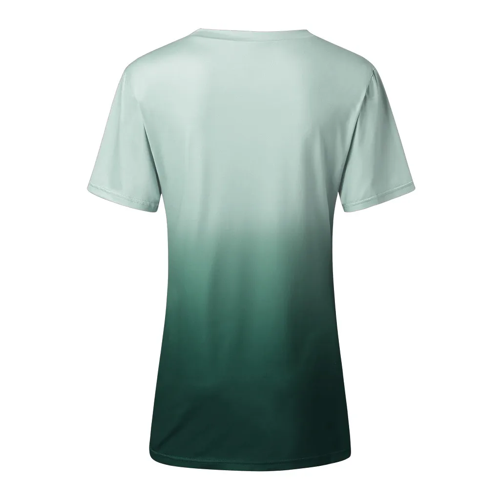 Градиентная женская блузка крученая свободная спереди короткий рукав пуловер