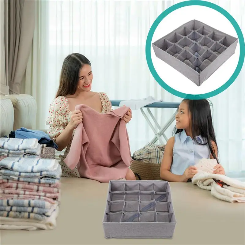 

16 Girds Underwear Drawer Organizer Foldable Washable Cabinet Storage Supply
