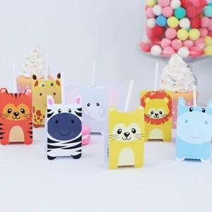 Подарочная коробка для сладостей с животными в стиле сафари, Подарочная коробка, подарочные пакеты, коробка для кексов, упаковка для мальчиков, украшение на день рождения, товары для праздвечерние