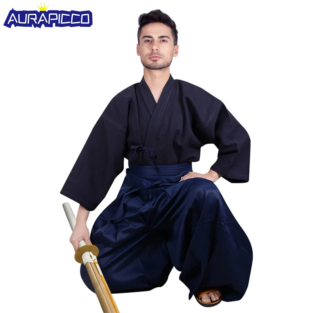 

Men's Kendo Suit Japanese Samurai Costume Kendo Hakama Aikido Judo Wushu Martial Arts Uniform Kendogi Kimono Cosplay