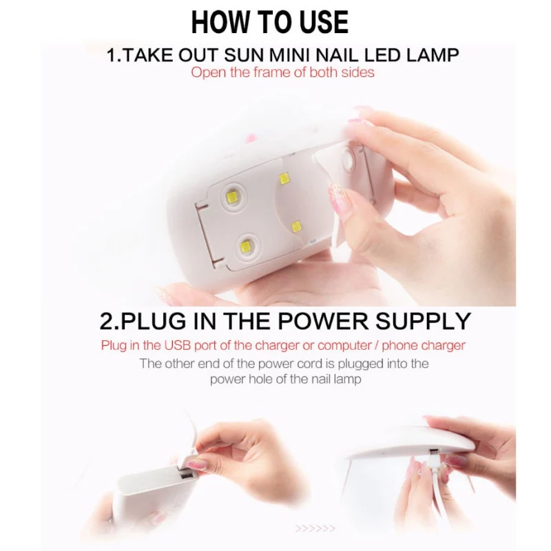 2 минуты Сушилка для ногтей Светодиодный УФ лампа 6 Вт мини с USB маникюра ЖК