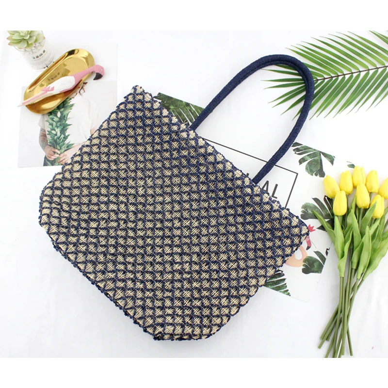 

Women Durable Weave Straw Beach Bag Feminine Linen Woven Large Bag Grass Casual Tote Handbags Knitting Rattan Bags Hobos