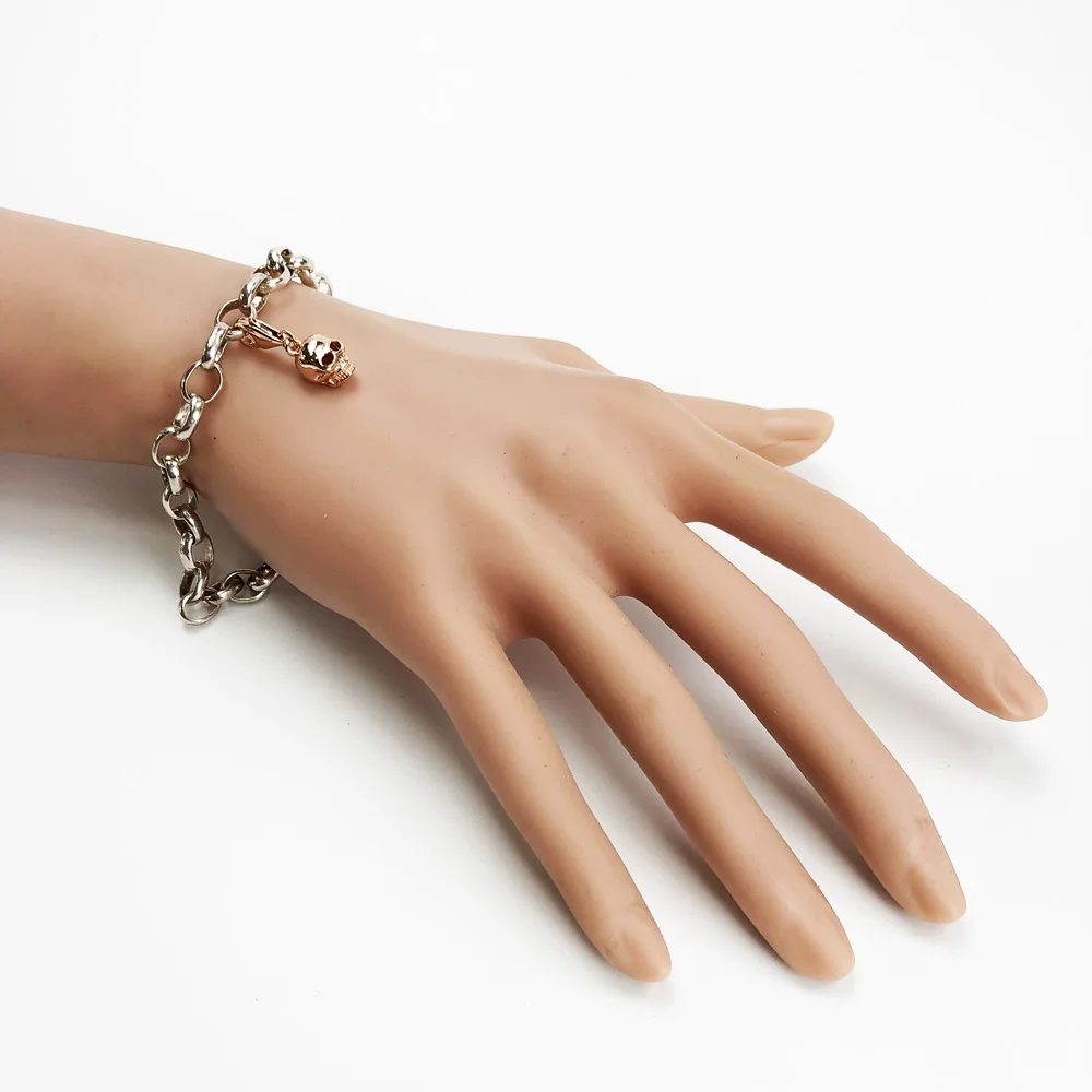 Серебро/золото/Роза Золотые талисманы череп 925 стерлингового серебра подвески в