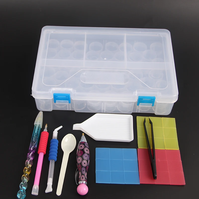 Новый большой контейнер с 48 отделениями для хранения материалов для алмазной живописи и рукоделия: клей для мозаики, ручка, глиняная плитка, наборы для вышивания крестиком.
