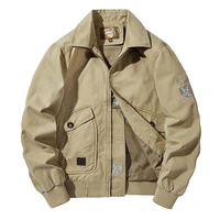 2021spring and autumn new fashion pure cotton coat mens lapel flight jacket overalls casual retro loose jacket flight suit coat