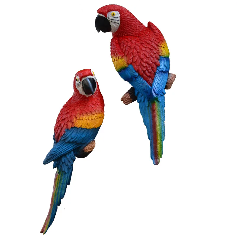 

Resin Parrot Statue Wall Mounted DIY Outdoor Garden Tree Decoration Animal Sculpture For Home Office Garden Decor Ornament