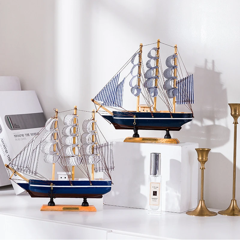 Деревянный домашний декор Ручная работа Парусная Европейская лодка парусная