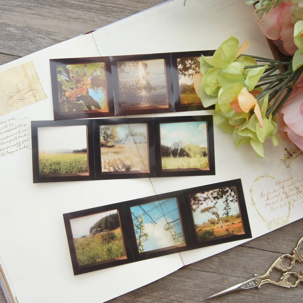 6 листов пейзаж в деревне фотопленка ПВХ наклейка дизайн качестве подарочной