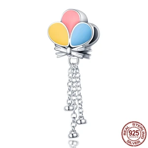 2021 New 925 Sterling Silver Cute Color Tassel Balloon Charm Fit Original Pandora DIY Bracelet Women Fine Jewelry Fashion Gift