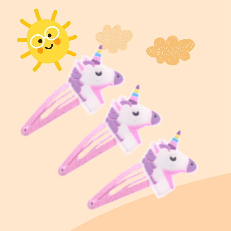 

Cartoon Animal Hair Clips Cute Glitter Unicorn Hairclips Plastic Hairpins Kids Headwear Hair Accessories 4PCS