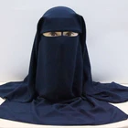 Мусульманская бандана, шарф, мусульманский, 3 слоя, тюрбан, хиджаб, однотонный, черный, закрывает лицо, головной платок, хиджаб, хиджаб