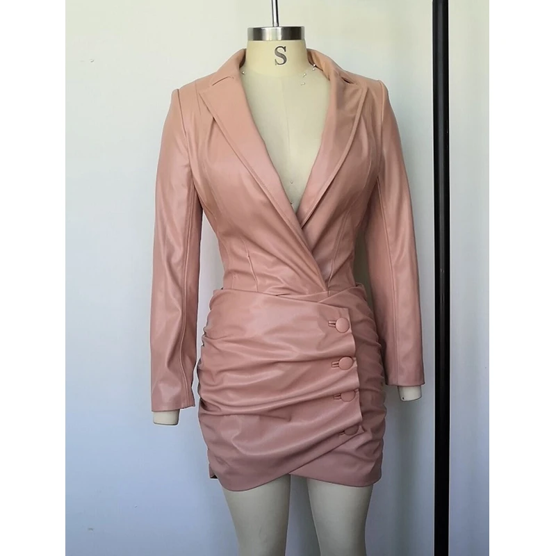 Новая мода хит продаж женское платье из искусственной кожи высокого качества