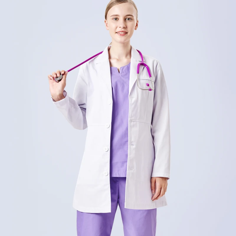 Lab пальто Женская куртка Дамская лабораторная белая полная длина Принцесса шов с