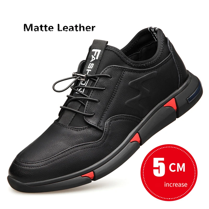 5 CM Increase Matte Misalwa/сезон весна-осень; мужские кожаные повседневные кроссовки на плоской подошве; 5 см; обувь, увеличивающая рост; модная Молодежная мужская обувь из искусственной лайкры - Цвет: 5 CM Increase Matte