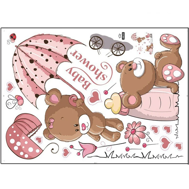 Новинка стены Стикеры для маленьких девочек детей номеров домашний декор Мишка