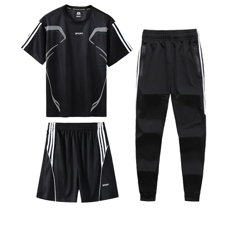 

3PCS/ Set Summer Men Set Sports Casual Two Pieces Suit Short Sleeve Male Streetwear Shorts Sets Tracksuit Man Short Sportswear