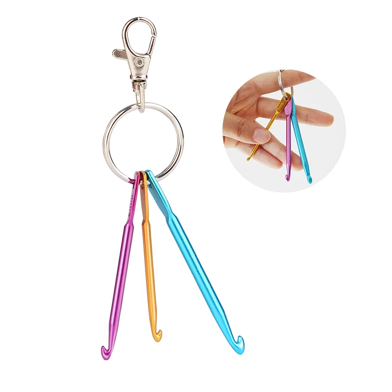 

LMDZ Mini Crochet Hooks with Keychain and Swivel Hooks Aluminum Knitting Needles Tool Suitable for Yarn Knitting and Sewing