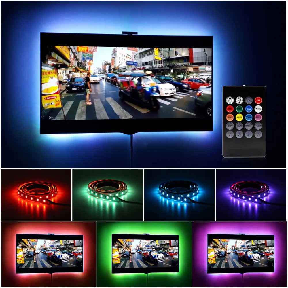 5 в USB светодиодный ленточный светильник RGB 2835SMD гибкий лента 1 м 2 3 4 HD ТВ Настольный