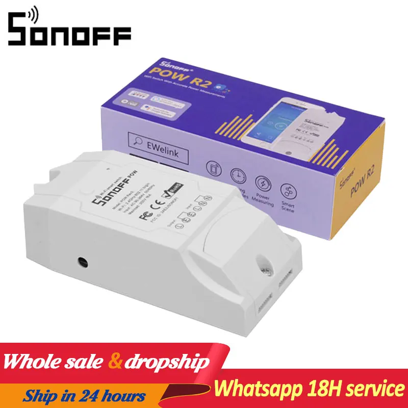 Sonoff Pow R2 умный переключатель Wi-Fi контроллер с измерением энергопотребления в реальном времени 15А/3500 Вт устройство умного дома через Android