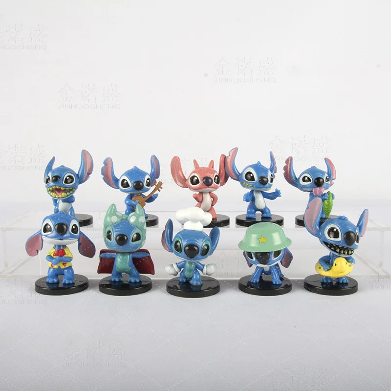 

10pcs/lset Lilo & Stitch 2cm-4cm Anime Figures PVC Model Toy Minifigure Cute Collectible Figma Creative Birthday Gift for Kids