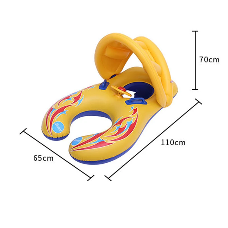

Baby Swimming Sunshade Float Ring Inflatable Infant Floating Parent-child swimming ring for Kids Swim Pool Accessories