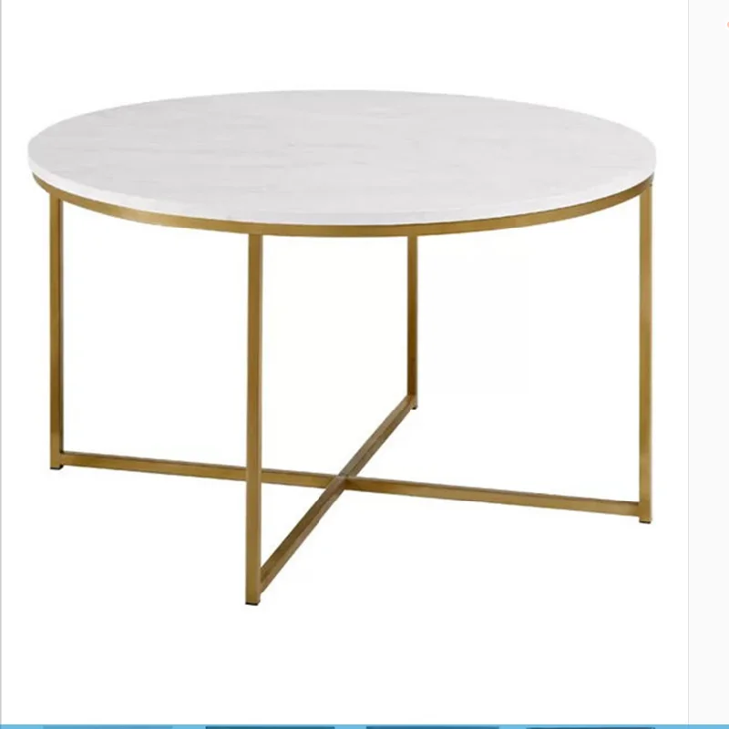 

Nordic Gold Round Coffee Table Living Room Modern Creative Marble Texture Large Table Home Furniture