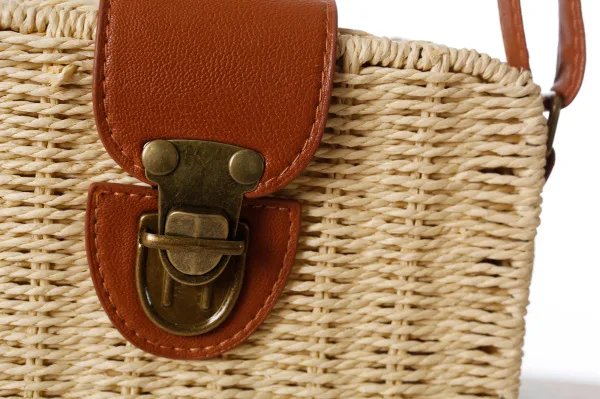 Женская Соломенная Сумка через плечо повседневная полукруглая пляжная сумка