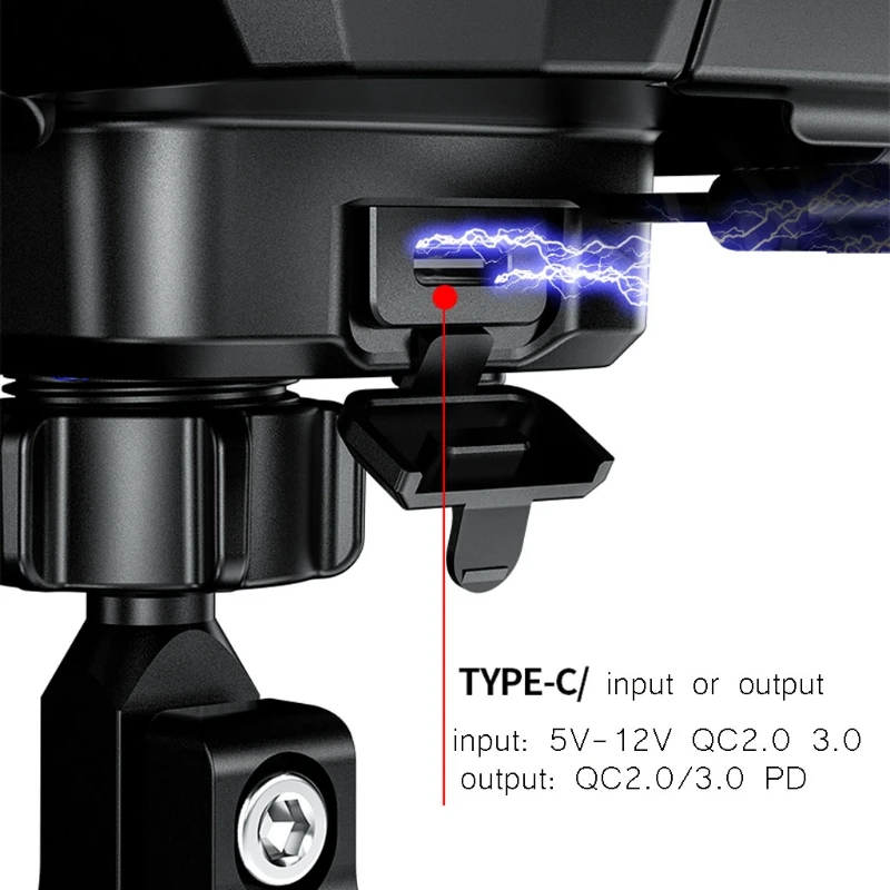 2021 New Waterproof 12V Motorcycle Wireless Charger 15W Qi/ Type C PD Fast Charge Phone Mount Holder Box for 3 to 6.8