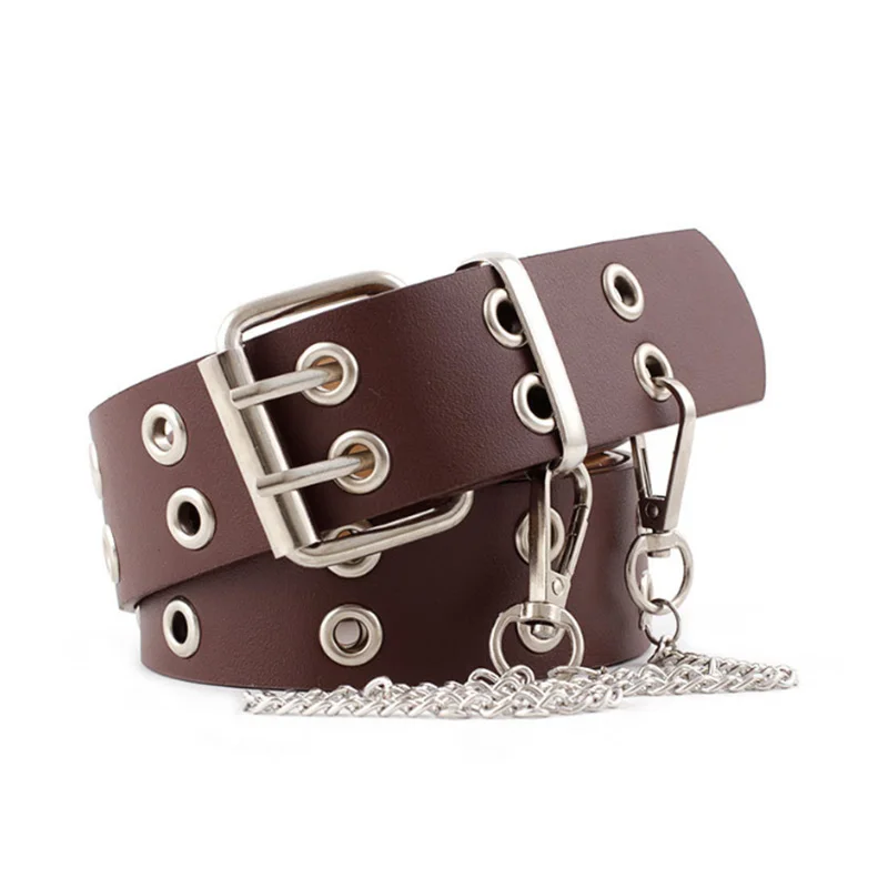 Ремень в стиле панк женский модный декоративный пояс с двухрядными шипами для