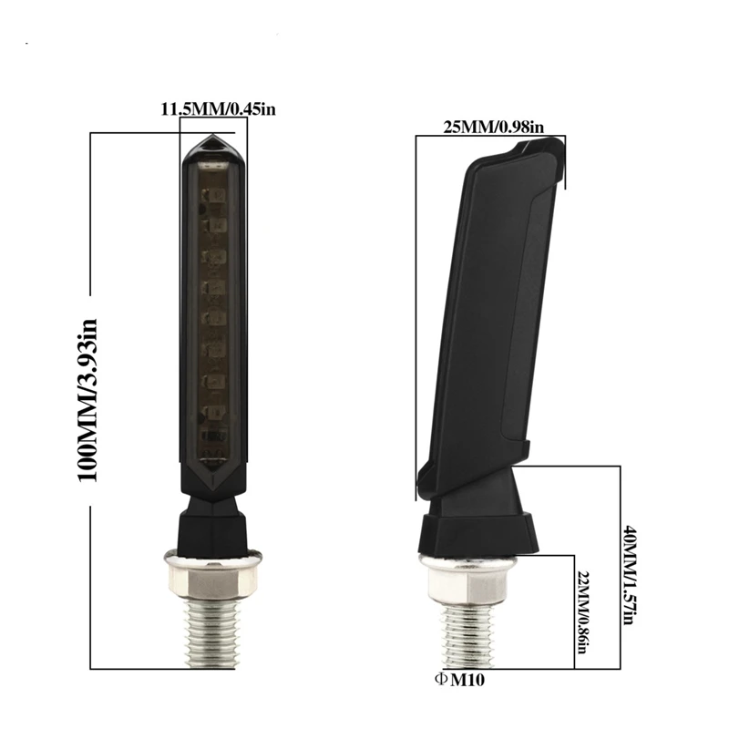 12 LED Moto Light 12V Blade Shape Waterproof Signals Lamp Motorcycle Turn Signal M10 Bolt Universal High Quality Accessories |