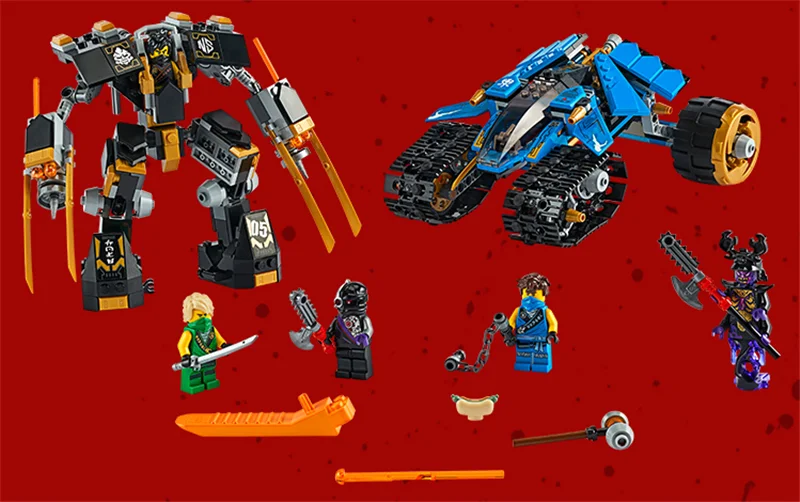 610 шт. Новый Ninjagoes Thunder Raider совместим с 71699 ниндзя конструкторных блоков Детские