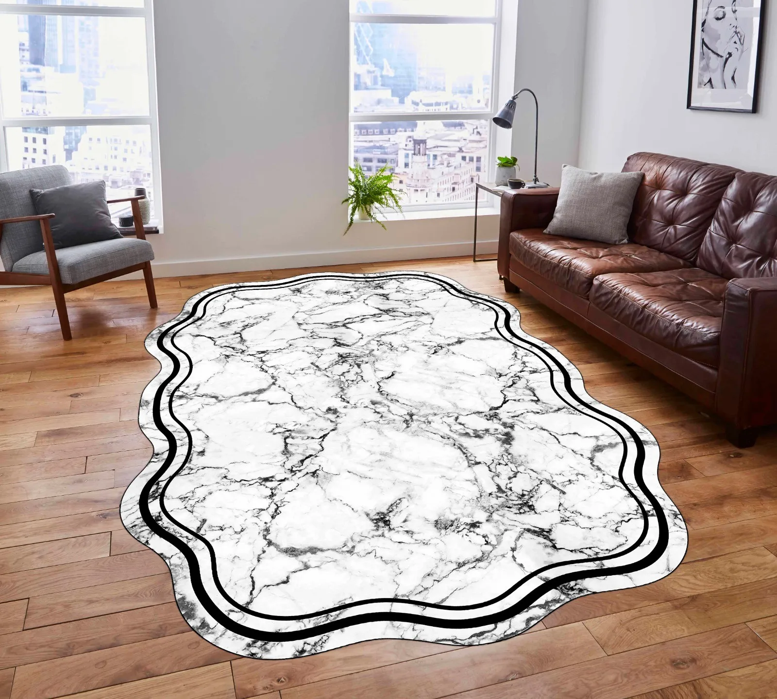 

Home Decorative Carpet Non-Slip Base Rug Kitchen Living Room Rug Accessory Modern Original Bedroom Non-Slip Floor Mat Tapis