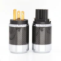 one pair style pure copper 99 999 gold plated us ac power plug male iec female carbon fiber connector