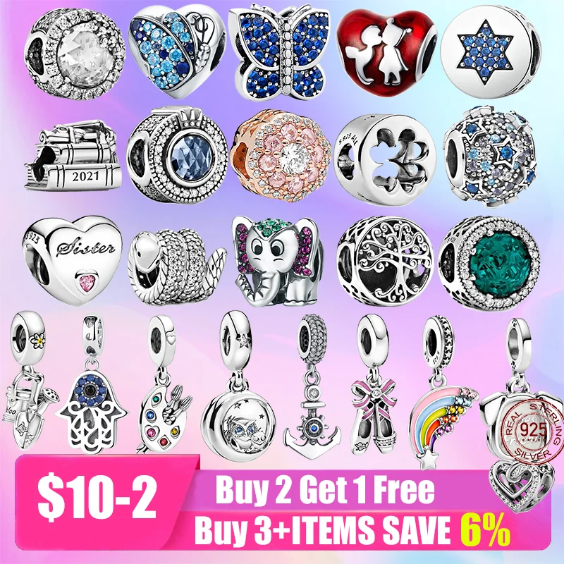 

Hot 925 Silver Love Family Charms Lovely Animal Beads Fit Original Pandora Bracelet Charm Pendant Jewelry For Women