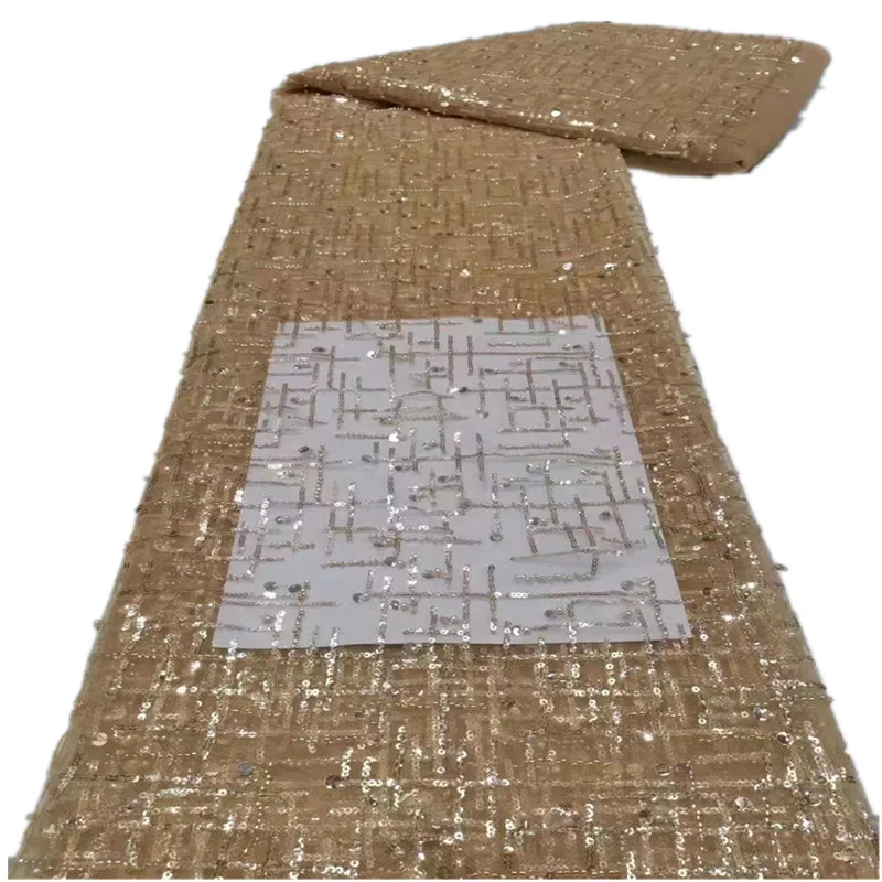

Роскошная кружевная ткань ткани нигерийское Lace 2021 с вышивкой, сетчатая кружевная ткань из бисера, африканская кружевная ткань QC-230