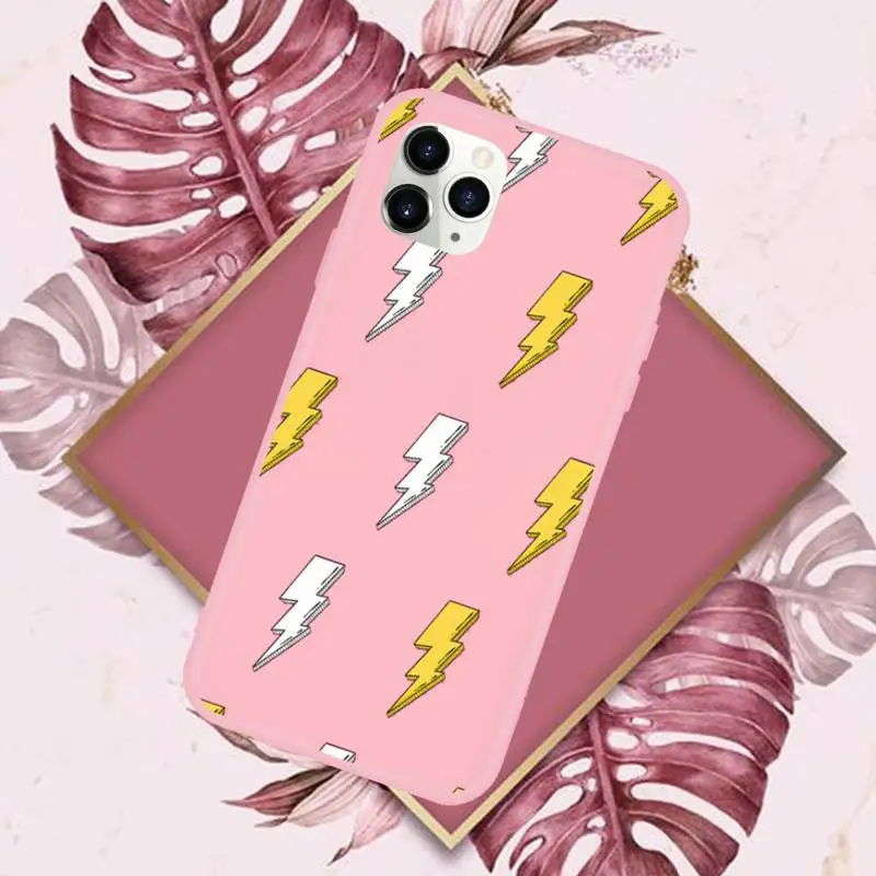 

Cute lightning Phone Case Pink Candy Color for iPhone 11 12 mini pro XS MAX 8 7 6 6S Plus X SE 2020 XR