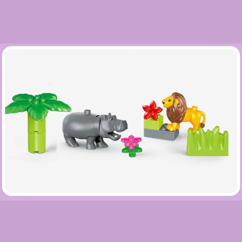 

New Jungle Animal Large Size Blocks Toy Sets Compatible Duploed DIY Bricks Building Blocks Toys For Children Christmas Gifts