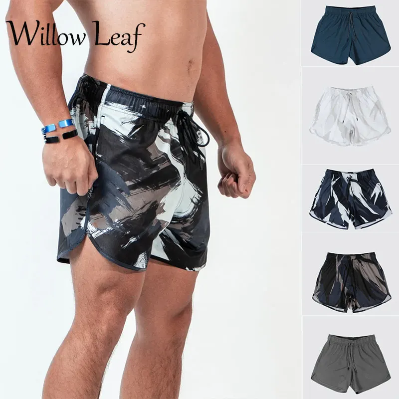

Мужские шорты с имитацией листьев ивы, новинка 2021, летние тонкие быстросохнущие пляжные брюки, повседневные спортивные короткие брюки, одеж...
