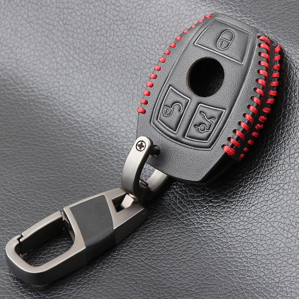 Genuine Leather Car Remote Key Shell Case Cover for Mercedes Benz Class W205 E W212 A B S GLC GLA GLK Accessories | Автомобили и