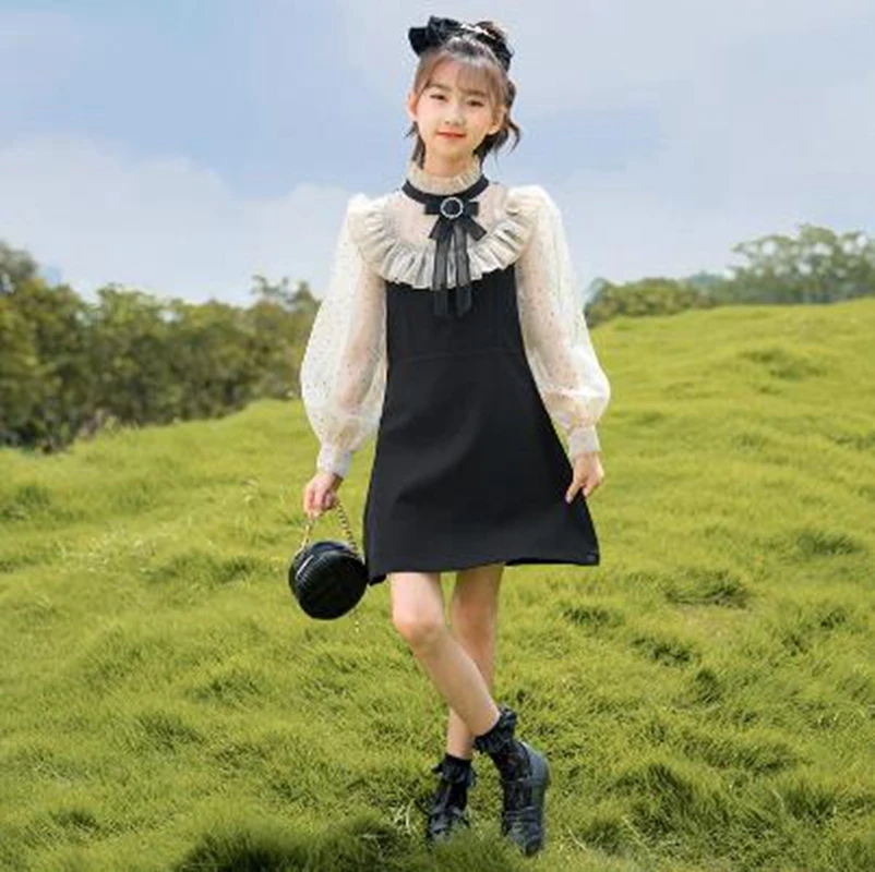 Демисезонное маленькое красивое платье в горошек для девочек детское