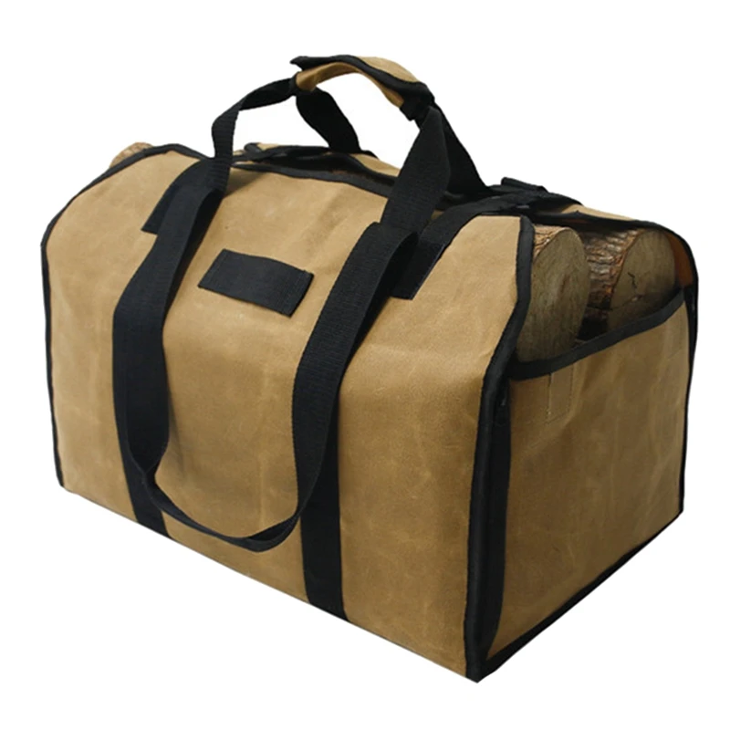 

Firewood Storage Bag Canvas Outdoor Camping Wood Log Carrier Match Bag Package Outdoor Tote Supplies