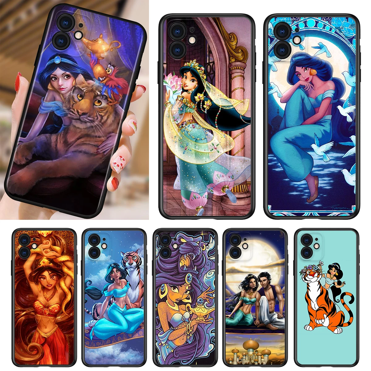 

Silicone Cover Princess jasmine For Apple iPhone 13 12 11 SE XS XR X 7 8 6 5 S mini Plus Pro MAX 2020 Black Phone Case