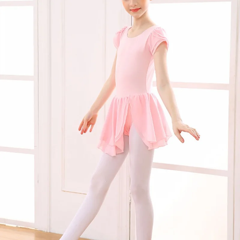

Fashion Ballet Leotards Girls Ballet Tutu Chiffon Dancing Wear Dance Practice Dress Ballet Dance Leotard Short Sleeve Clothes