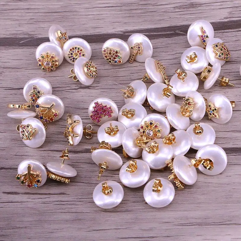 10 пар микро паве красочные фианиты золото крошечные сердца Луна Звезда глаз