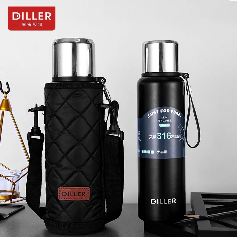 Бутылка для воды термос большая емкость нержавеющая сталь пищевой прочный