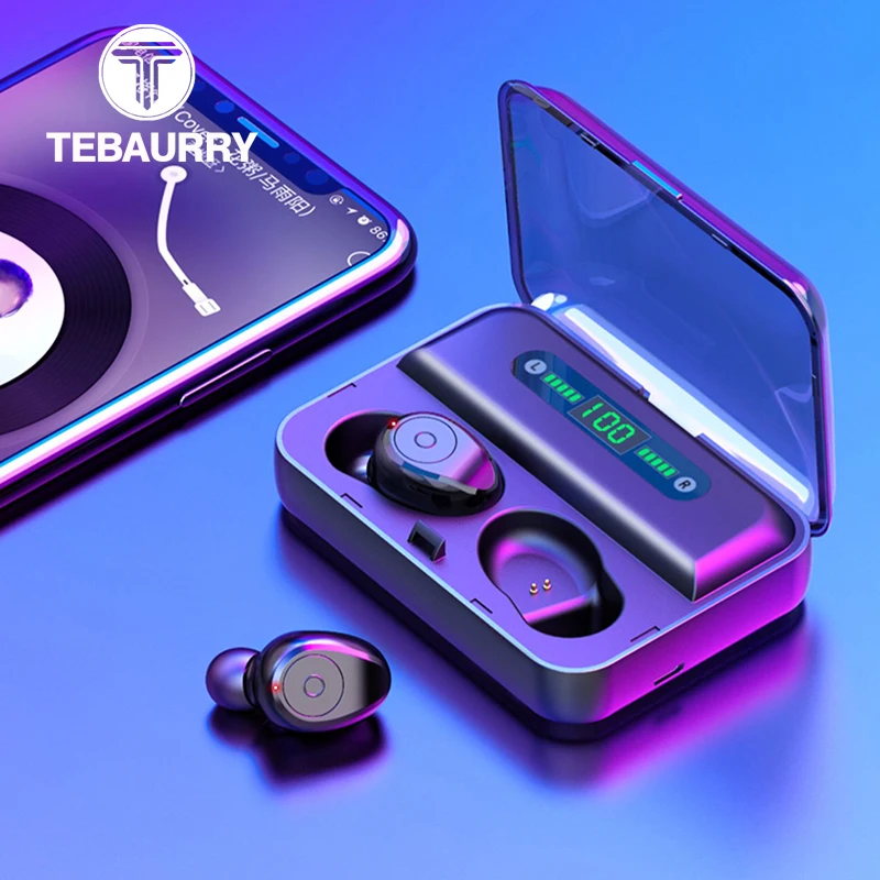 TWS Bluetooth наушники 8D стерео беспроводные наушники спортивные наушники Bluetooth с двойной микрофон светодиодный дисплей телефон внешний аккумулятор с держателем